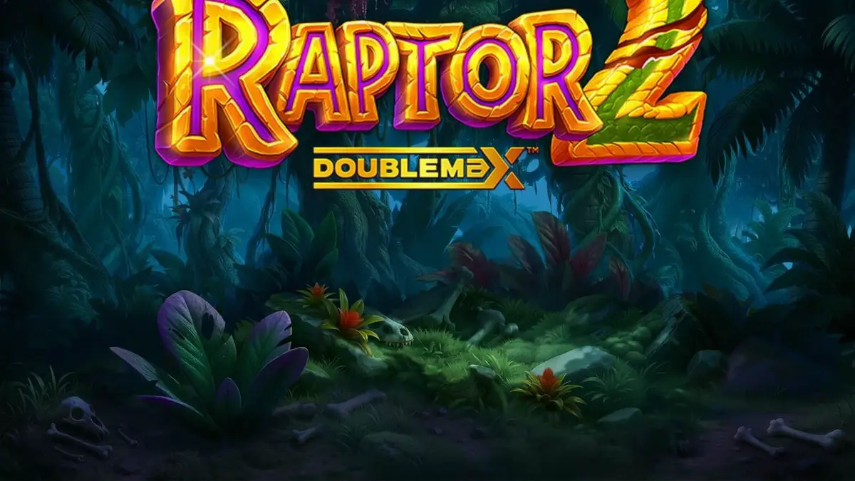 Raptor 2 DoubleMax slot game screen featuring prehistoric jungle theme and dinosaur symbols